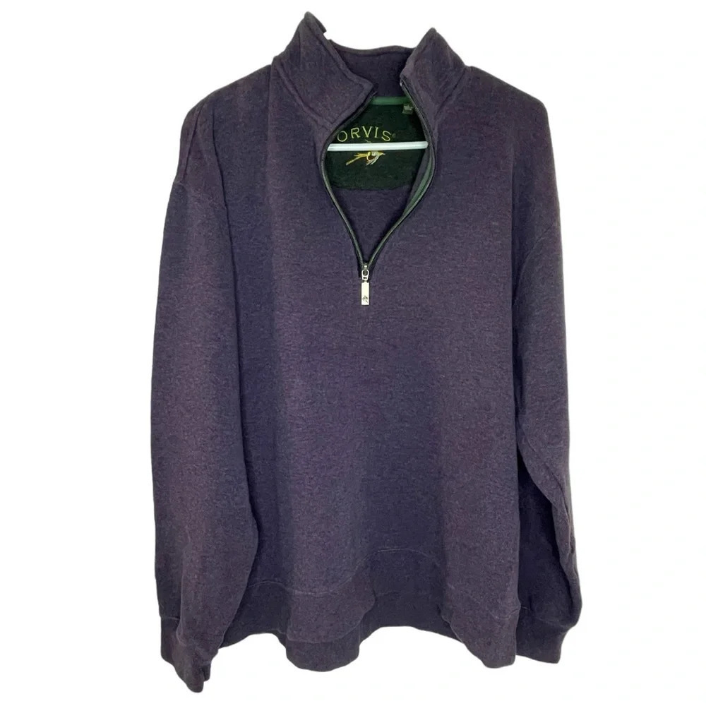 Orvis 1/4 Zip Knit Pullover Purple Long Sleeve Men’s Size Large Fishing Outdoor